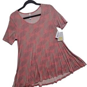 LuLaRoe Perfect T XXS Geometric Squares Coral Green Blue Swing Tunic Tee Top